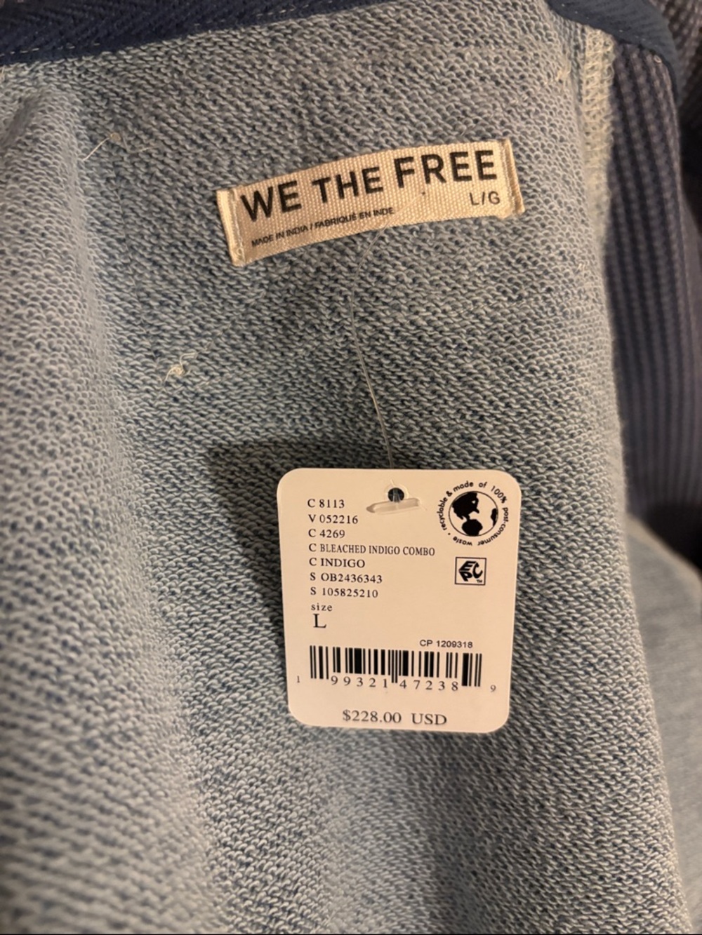 We The Free Wild Blues Hoodie - Casual Light/Dark Blue- Size Large - Picture 7 of 9
